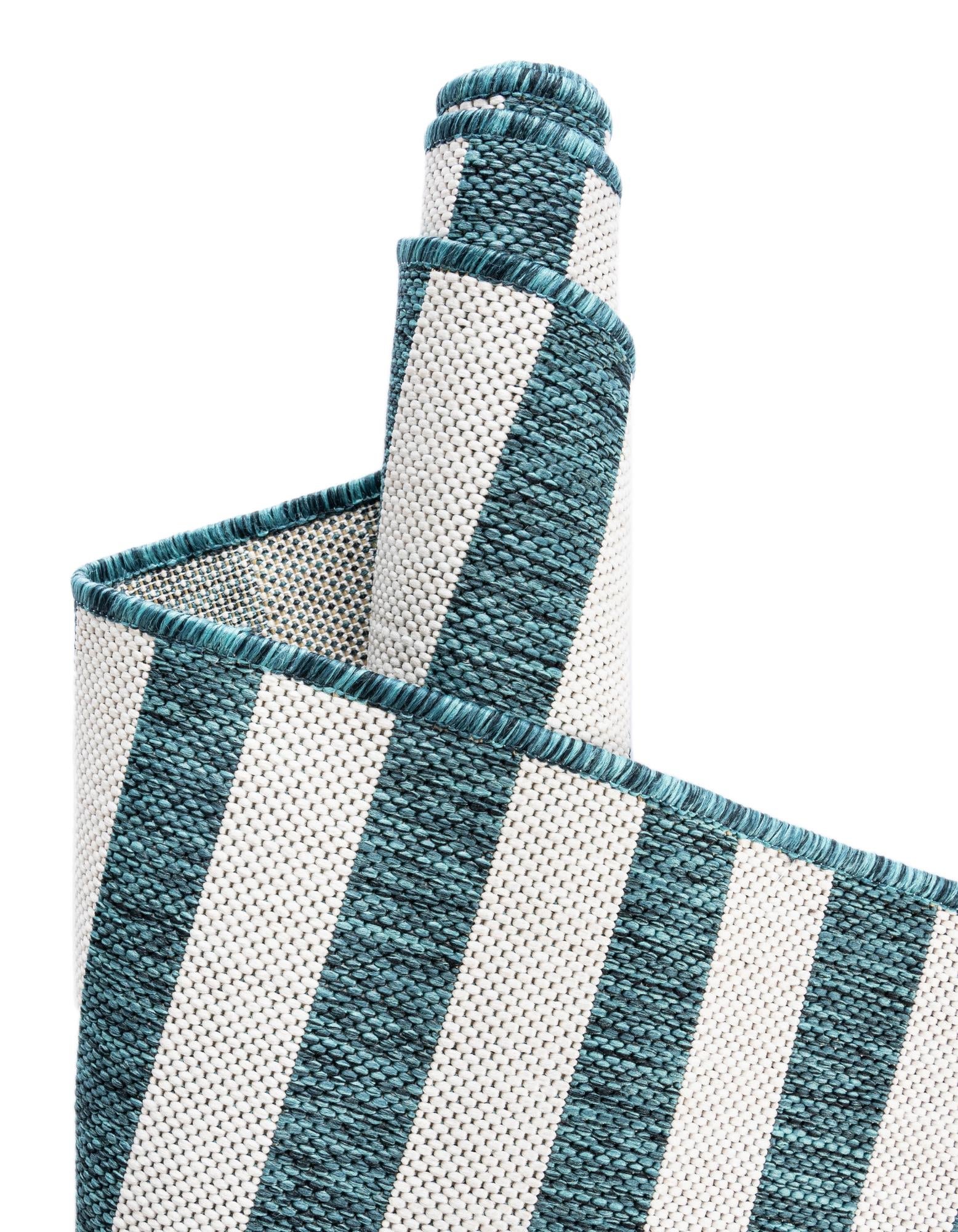 Seaside Stripes Collection Area Rug - Cabana (Teal)