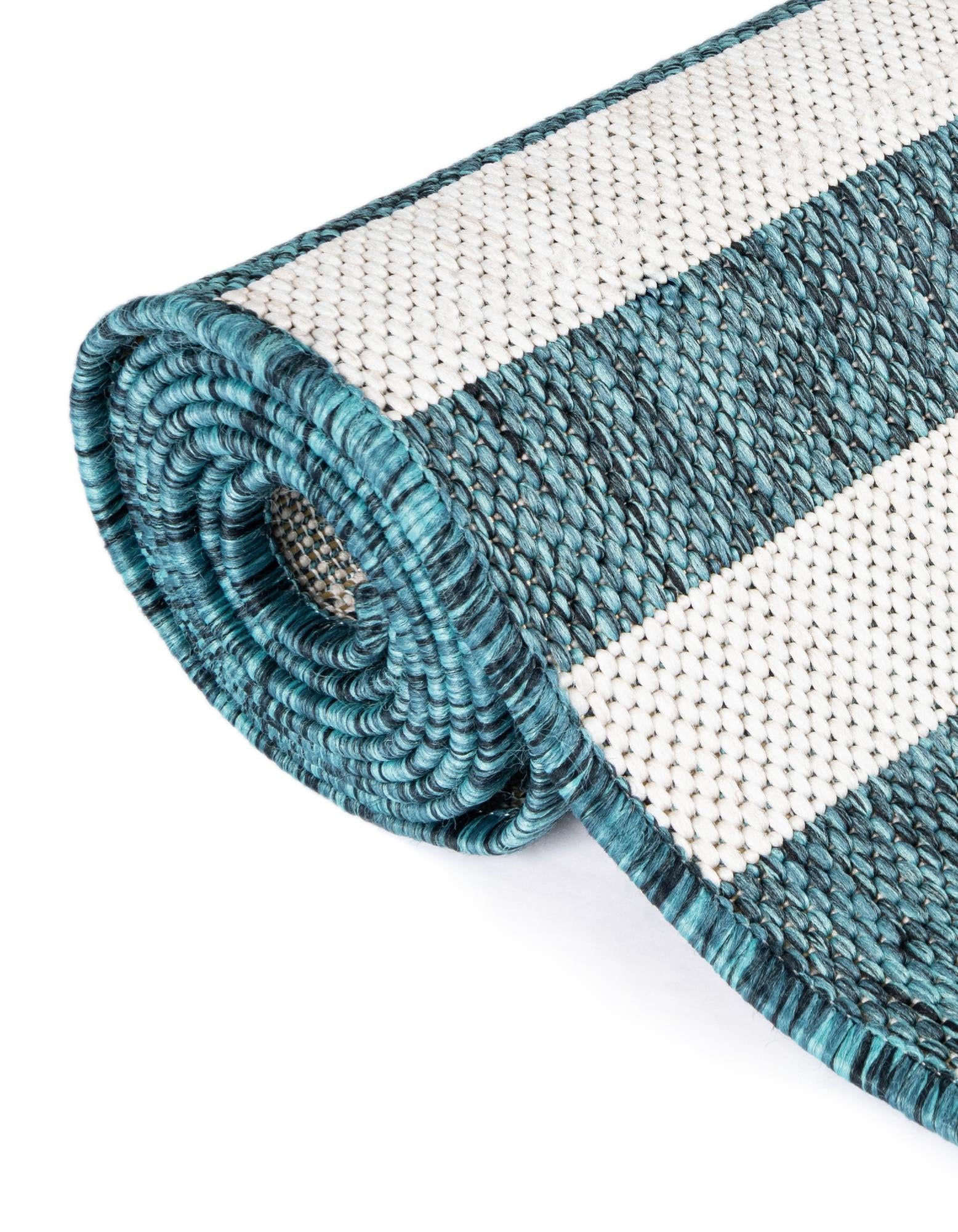 Seaside Stripes Collection Area Rug - Cabana (Teal)