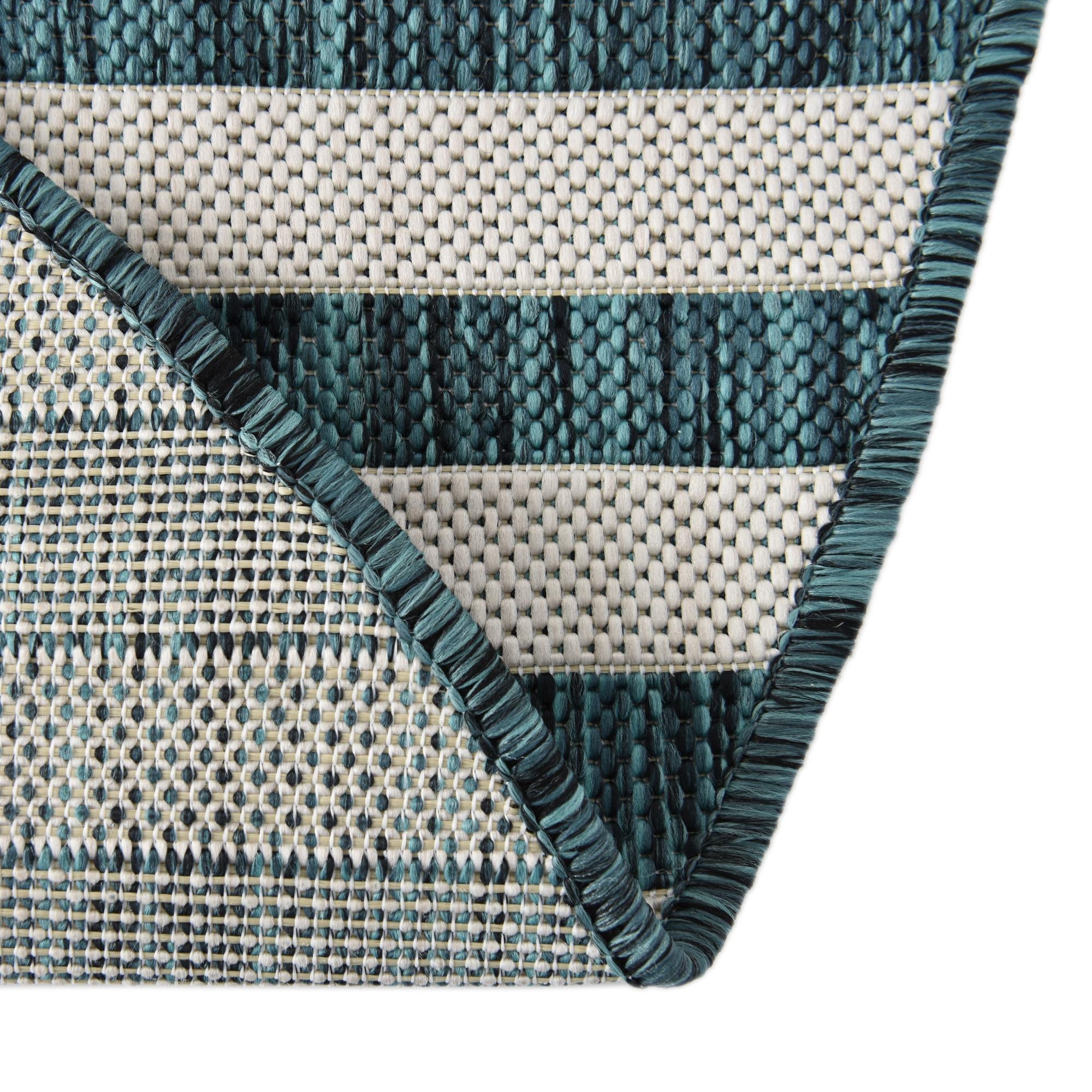 Seaside Stripes Collection Area Rug - Cabana (Teal)