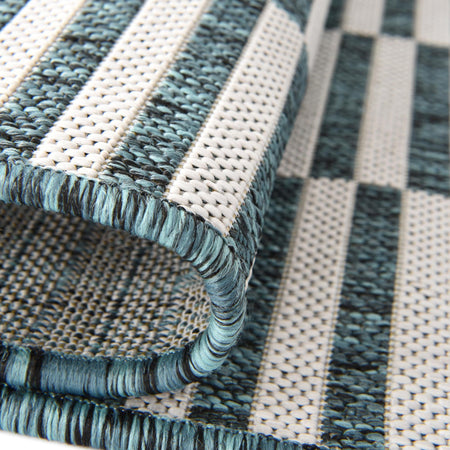 Seaside Stripes Collection Area Rug - Cabana (Teal)