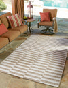 Patio Stripe Harmony Collection Area Rug - Cabana (Taupe) Rectangle Taupe  lifestyle 0