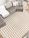 Patio Stripe Harmony Collection Area Rug - Cabana (Taupe) Rectangle Taupe  lifestyle 10