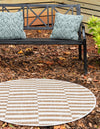 Patio Stripe Harmony Collection Area Rug - Cabana (Taupe) Round Taupe  lifestyle 9