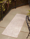 Patio Stripe Harmony Collection Area Rug - Cabana (Taupe) Runner Taupe  lifestyle 0