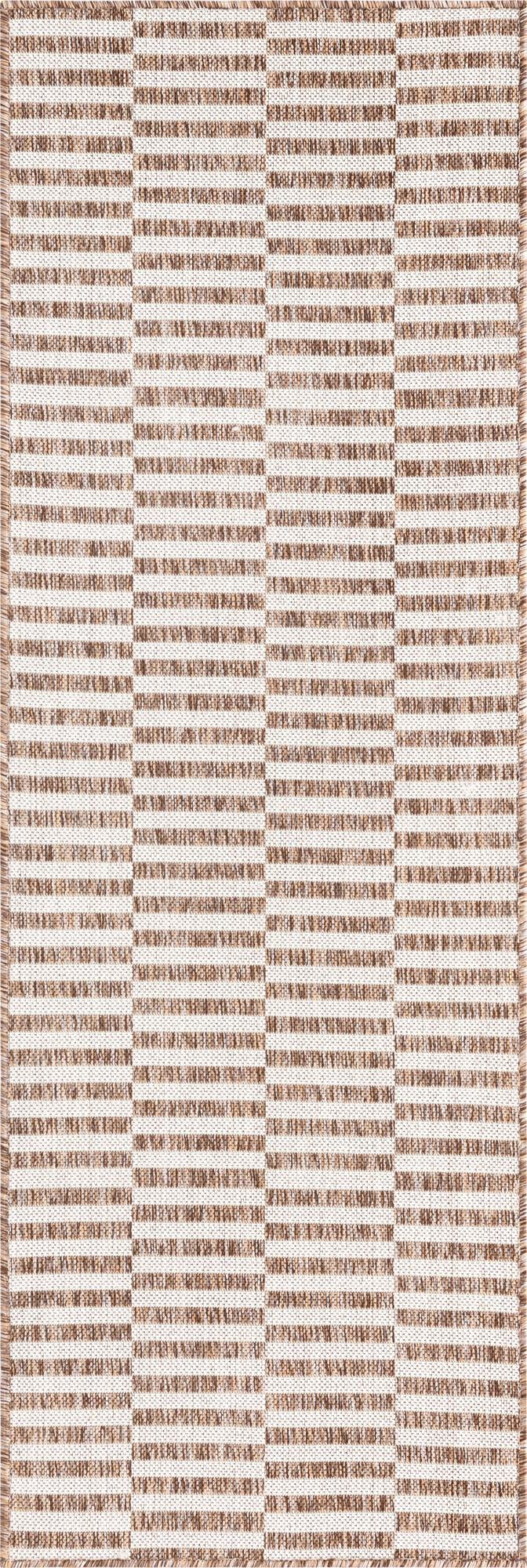 Patio Stripe Harmony Collection Area Rug - Cabana (Taupe) Runner Taupe Main