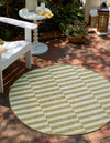 Patio Stripe Harmony Collection Area Rug - Cabana (Green) Round Green  lifestyle 0