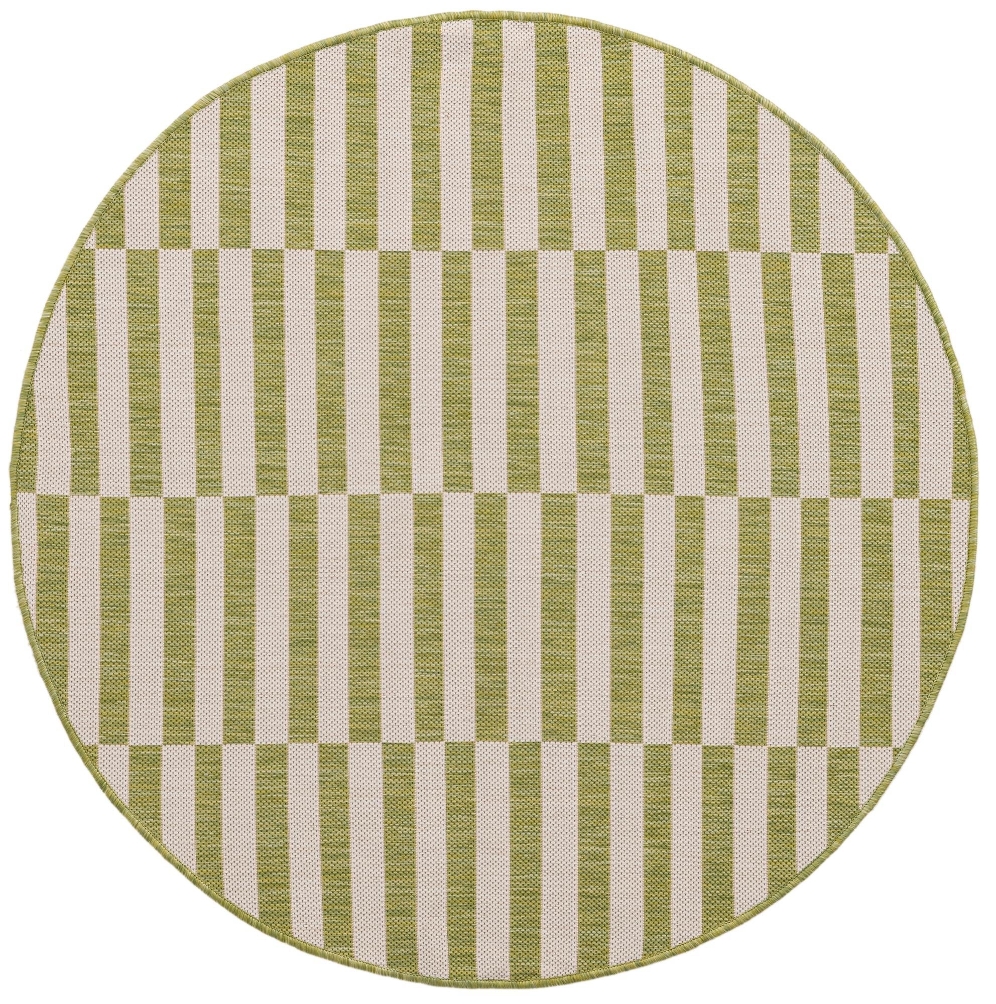 Seaside Stripes Collection Area Rug - Cabana (Green)