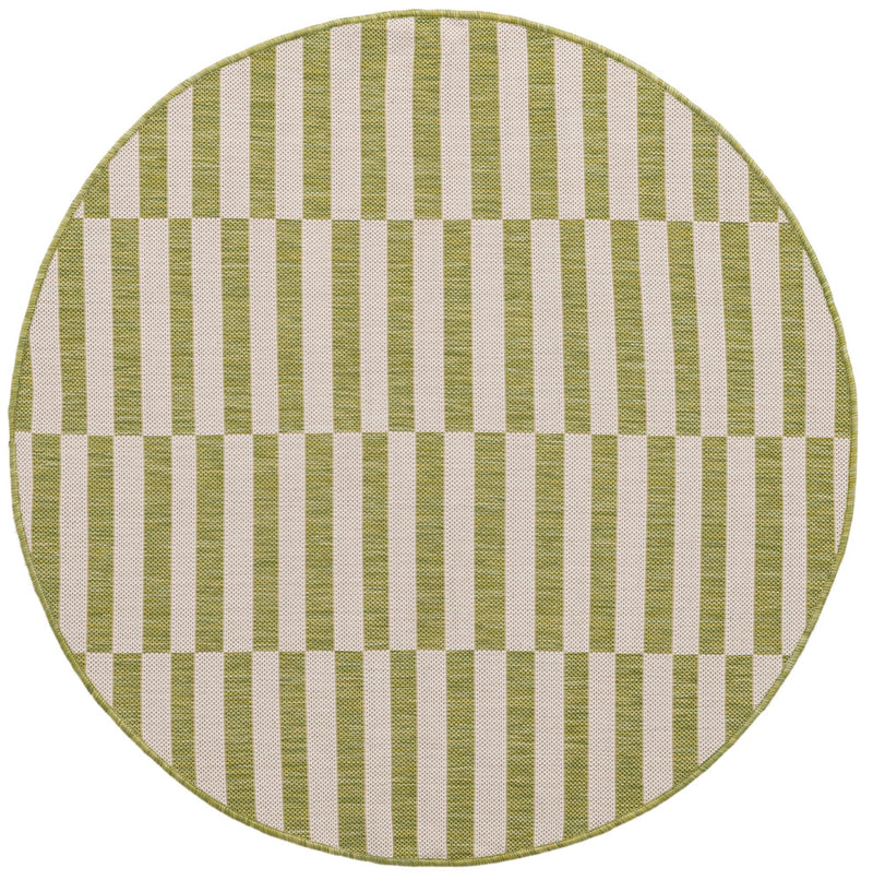 Patio Stripe Harmony Collection Area Rug - Cabana (Green) Round Green Main