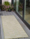 Patio Stripe Harmony Collection Area Rug - Cabana (Green) Runner Green  lifestyle 3