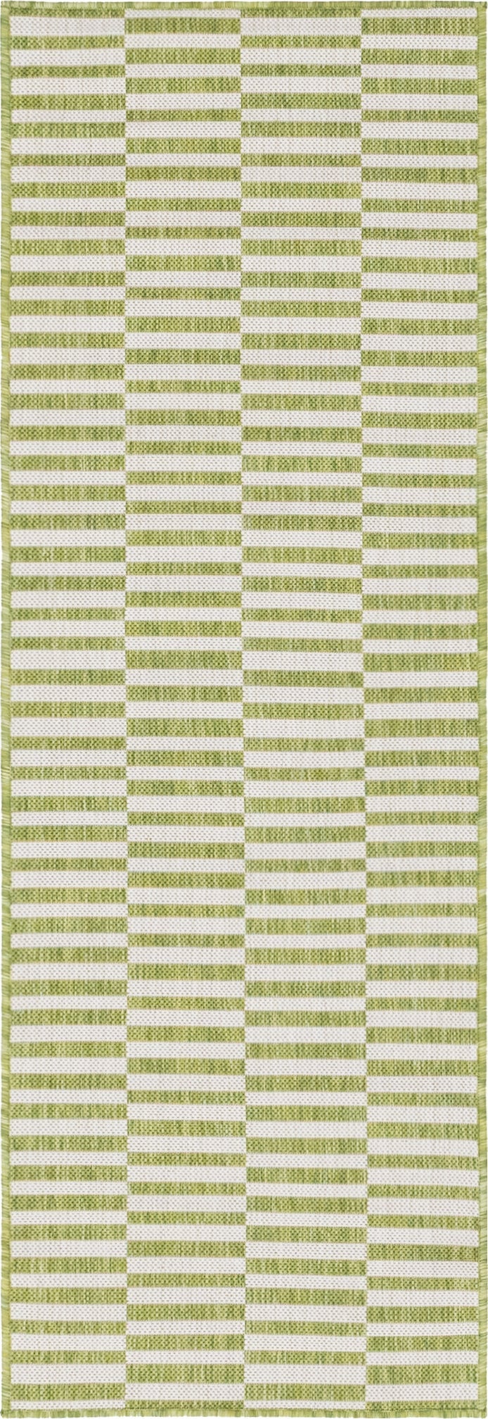 Patio Stripe Harmony Collection Area Rug - Cabana (Green) Runner Green Main