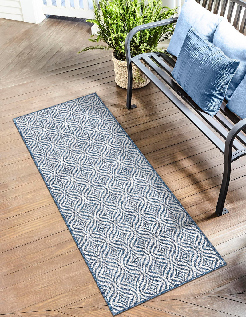 Garden Lattice Oasis Collection Area Rug -  Terrace Runner Blue  lifestyle 110