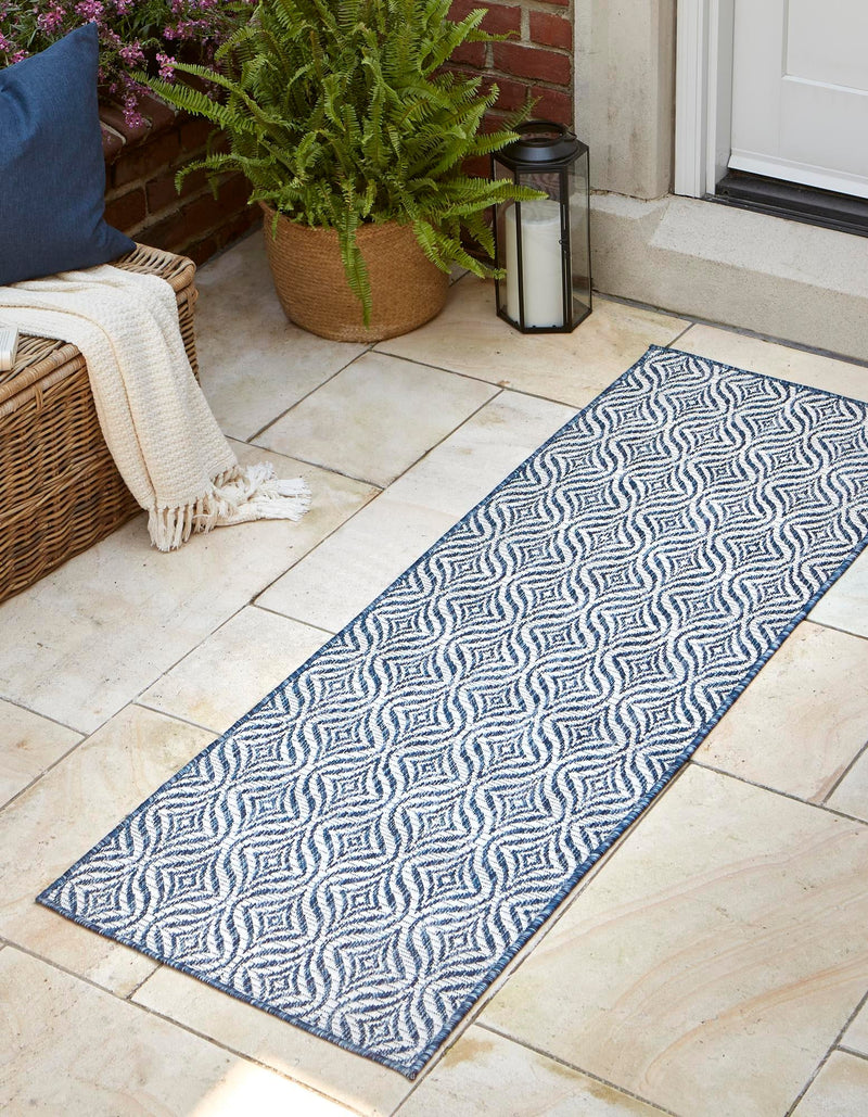 Garden Lattice Oasis Collection Area Rug -  Terrace Runner Blue  lifestyle 134