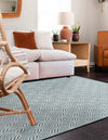 Garden Lattice Oasis Collection Area Rug -  Terrace Rectangle Teal  lifestyle 14