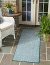 Garden Lattice Oasis Collection Area Rug -  Terrace Runner Teal  lifestyle 12