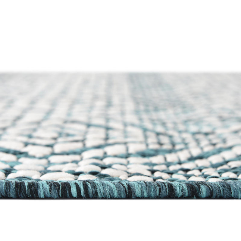 Garden Lattice Oasis Collection Area Rug -  Terrace Runner Teal  lifestyle 14