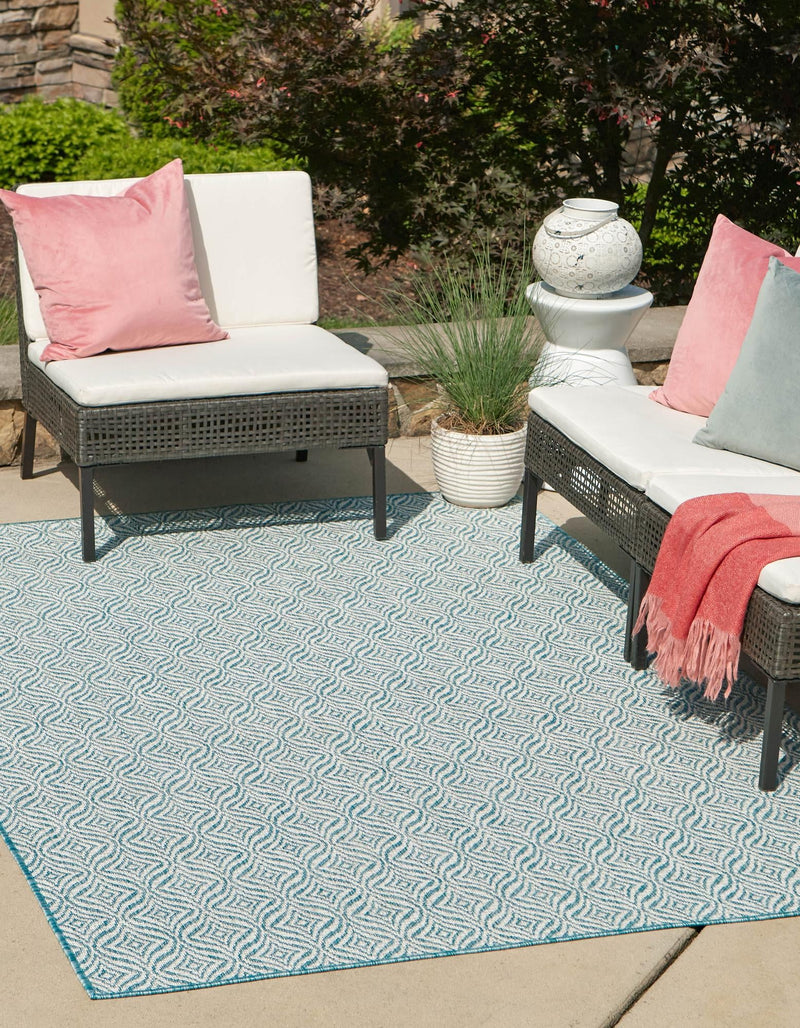 Garden Lattice Oasis Collection Area Rug -  Terrace Rectangle Aqua  lifestyle 10