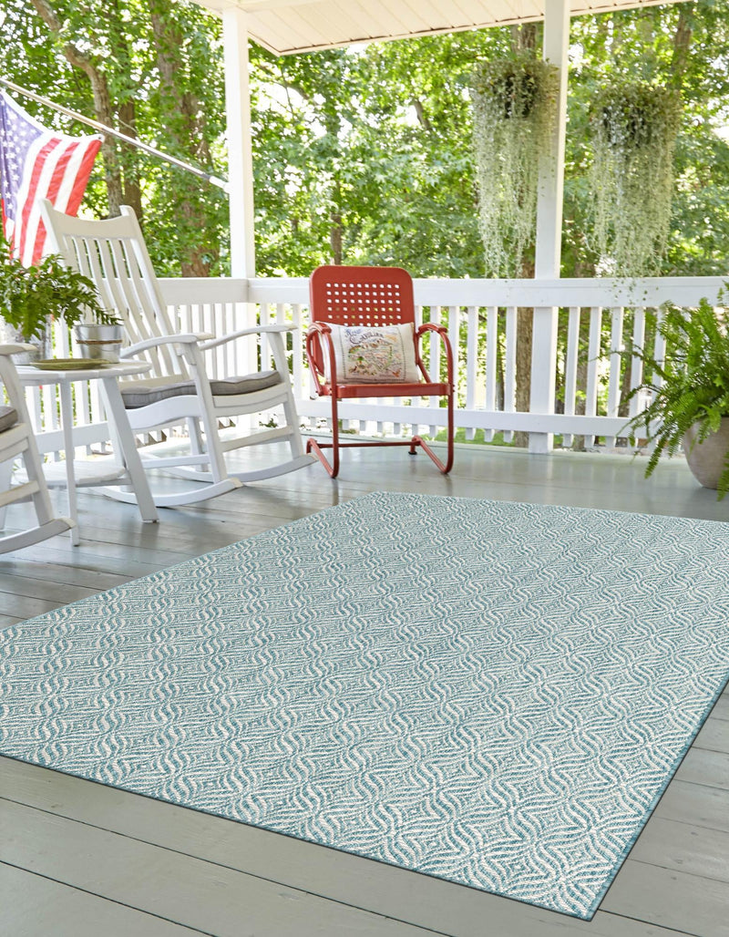 Garden Lattice Oasis Collection Area Rug -  Terrace Rectangle Aqua  lifestyle 22