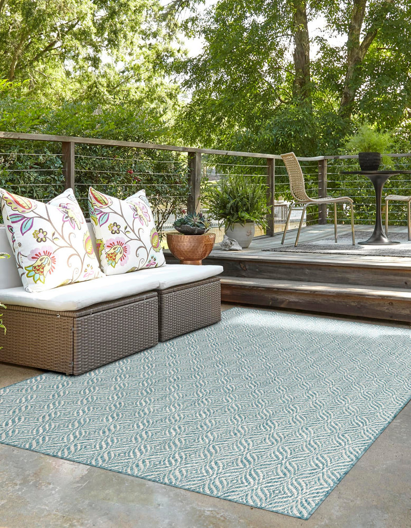 Garden Lattice Oasis Collection Area Rug -  Terrace Rectangle Aqua  lifestyle 46