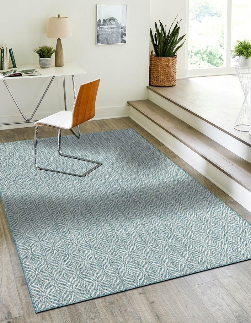 Garden Lattice Oasis Collection Area Rug -  Terrace Rectangle Aqua  lifestyle 52