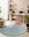 Garden Lattice Oasis Collection Area Rug -  Terrace Round Aqua  lifestyle 171