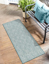 Garden Lattice Oasis Collection Area Rug -  Terrace Runner Aqua  lifestyle 113