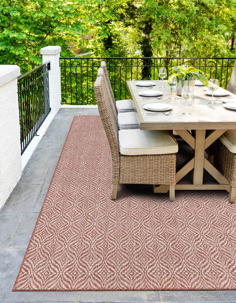 Garden Lattice Oasis Collection Area Rug -  Terrace Rectangle Rust Red  lifestyle 29