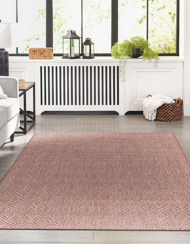 Garden Lattice Oasis Collection Area Rug -  Terrace Rectangle Rust Red  lifestyle 35