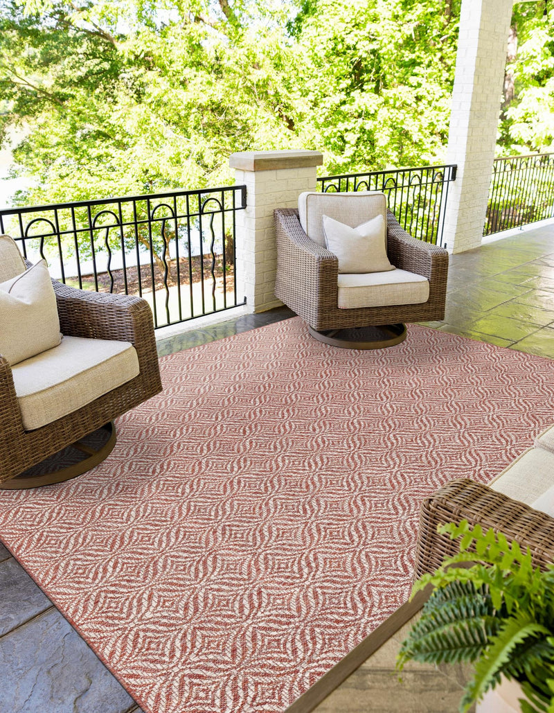 Garden Lattice Oasis Collection Area Rug -  Terrace Rectangle Rust Red  lifestyle 41