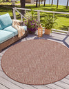 Garden Lattice Oasis Collection Area Rug -  Terrace Round Rust Red  lifestyle 161