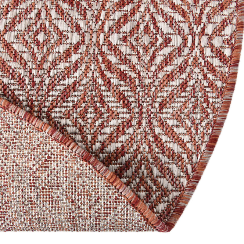 Garden Lattice Oasis Collection Area Rug -  Terrace Round Rust Red  lifestyle 12