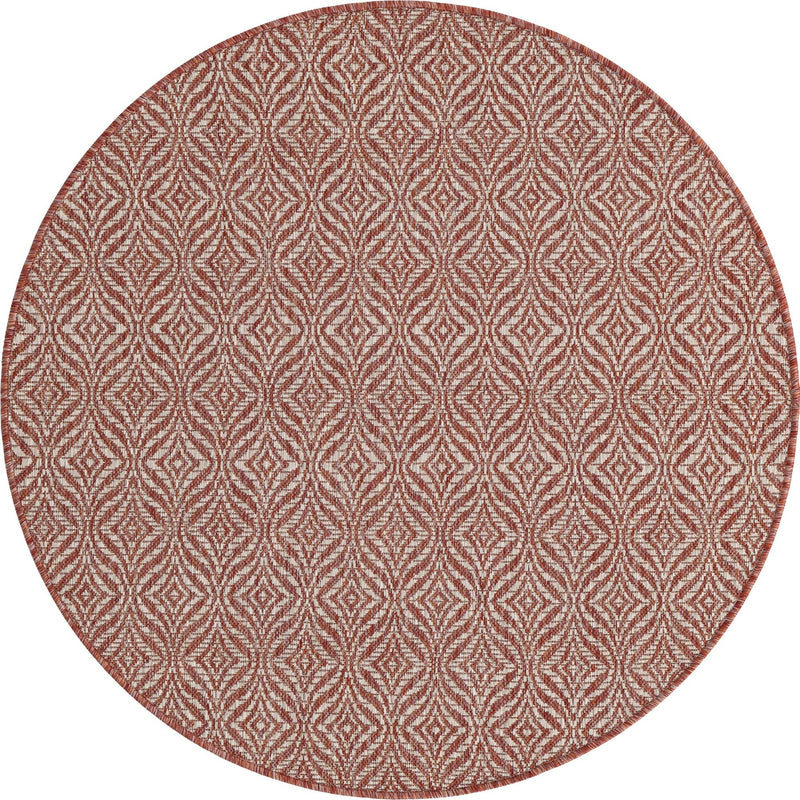 Garden Lattice Oasis Collection Area Rug -  Terrace Round Rust Red Main