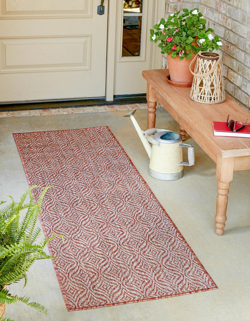 Garden Lattice Oasis Collection Area Rug -  Terrace Runner Rust Red  lifestyle 114