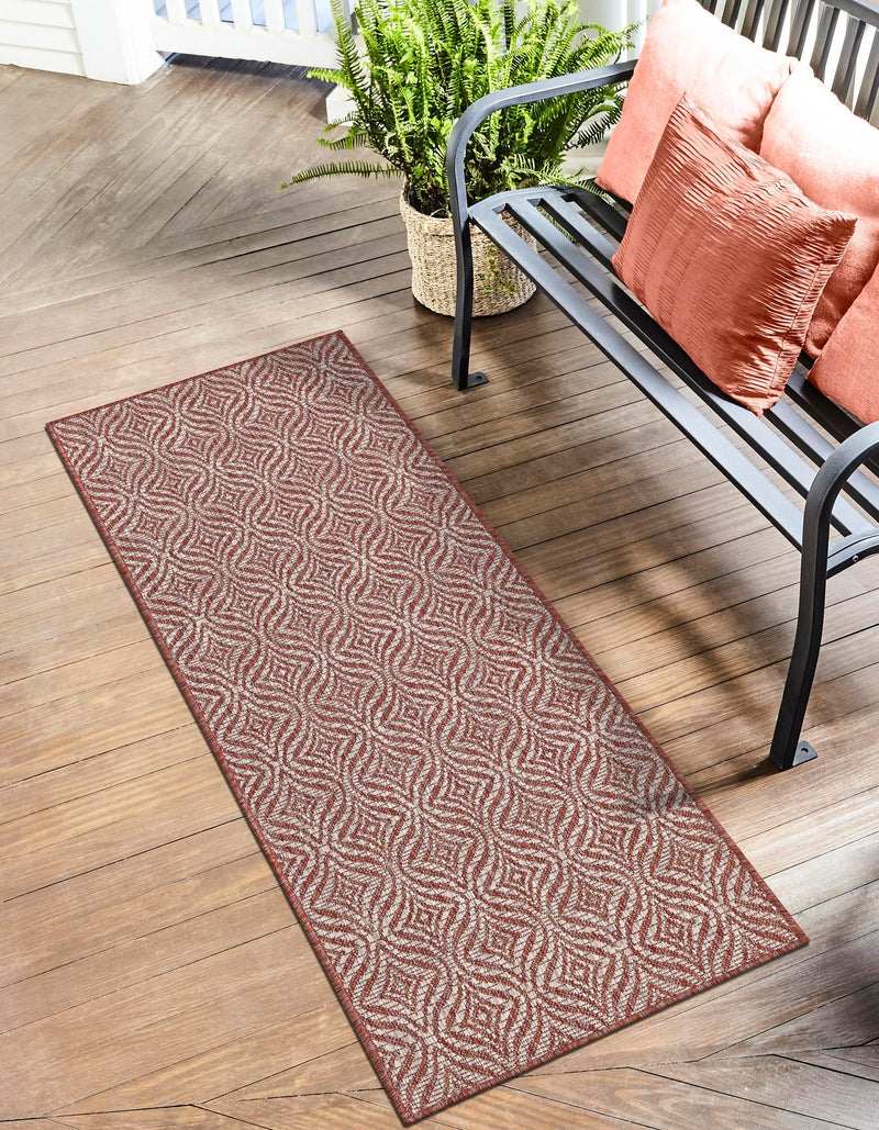 Garden Lattice Oasis Collection Area Rug -  Terrace Runner Rust Red  lifestyle 162