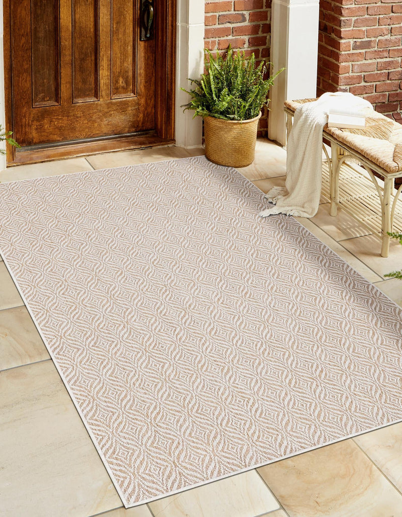 Garden Lattice Oasis Collection Area Rug -  Terrace Rectangle Taupe  lifestyle 5