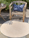 Garden Lattice Oasis Collection Area Rug -  Terrace Round Taupe  lifestyle 115