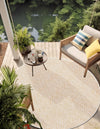 Garden Lattice Oasis Collection Area Rug -  Terrace Round Taupe  lifestyle 211