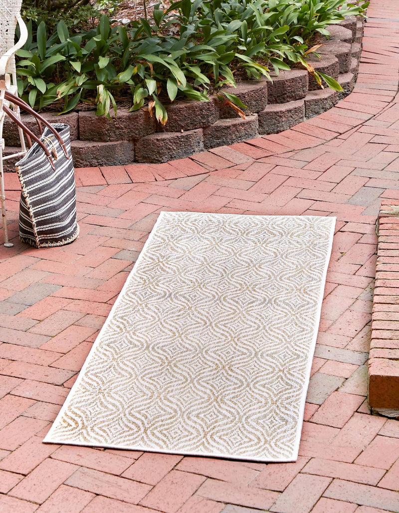 Garden Lattice Oasis Collection Area Rug -  Terrace Runner Taupe  lifestyle 0