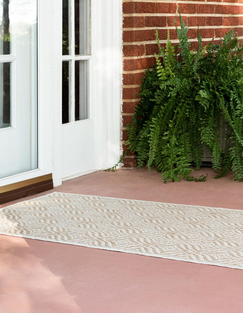 Garden Lattice Oasis Collection Area Rug -  Terrace Runner Taupe  lifestyle 5