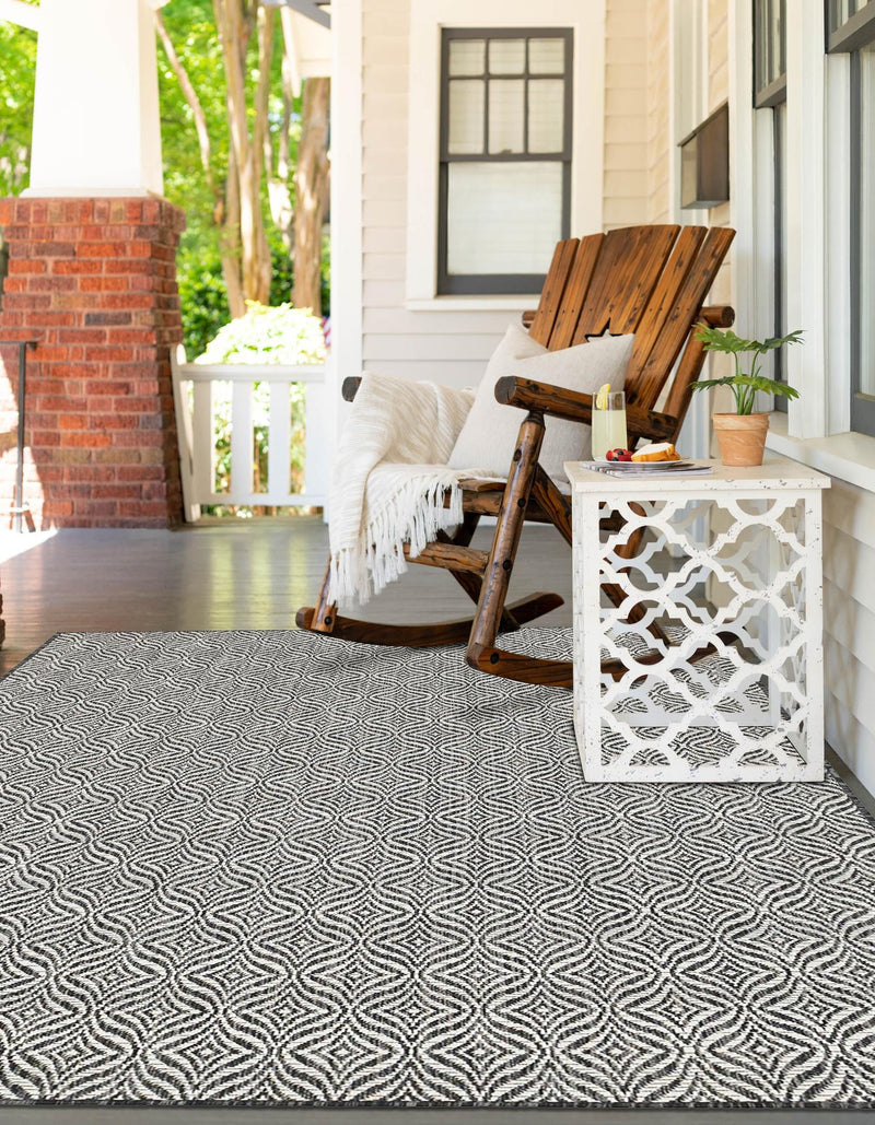 Garden Lattice Oasis Collection Area Rug -  Terrace Rectangle Charcoal  lifestyle 5