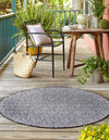 Garden Lattice Oasis Collection Area Rug -  Terrace Round Charcoal  lifestyle 2