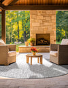 Garden Lattice Oasis Collection Area Rug -  Terrace Round Charcoal  lifestyle 164