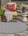 Garden Lattice Oasis Collection Area Rug -  Terrace Round Charcoal  lifestyle 212