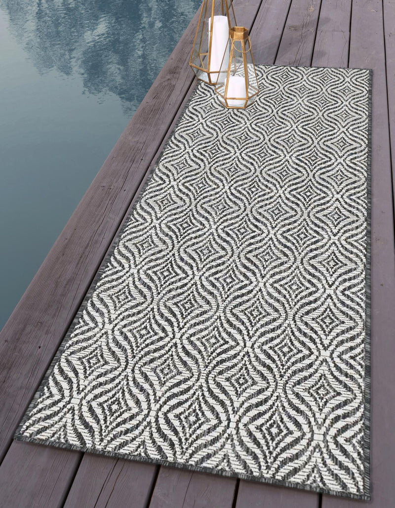 Garden Lattice Oasis Collection Area Rug -  Terrace Runner Charcoal  lifestyle 165