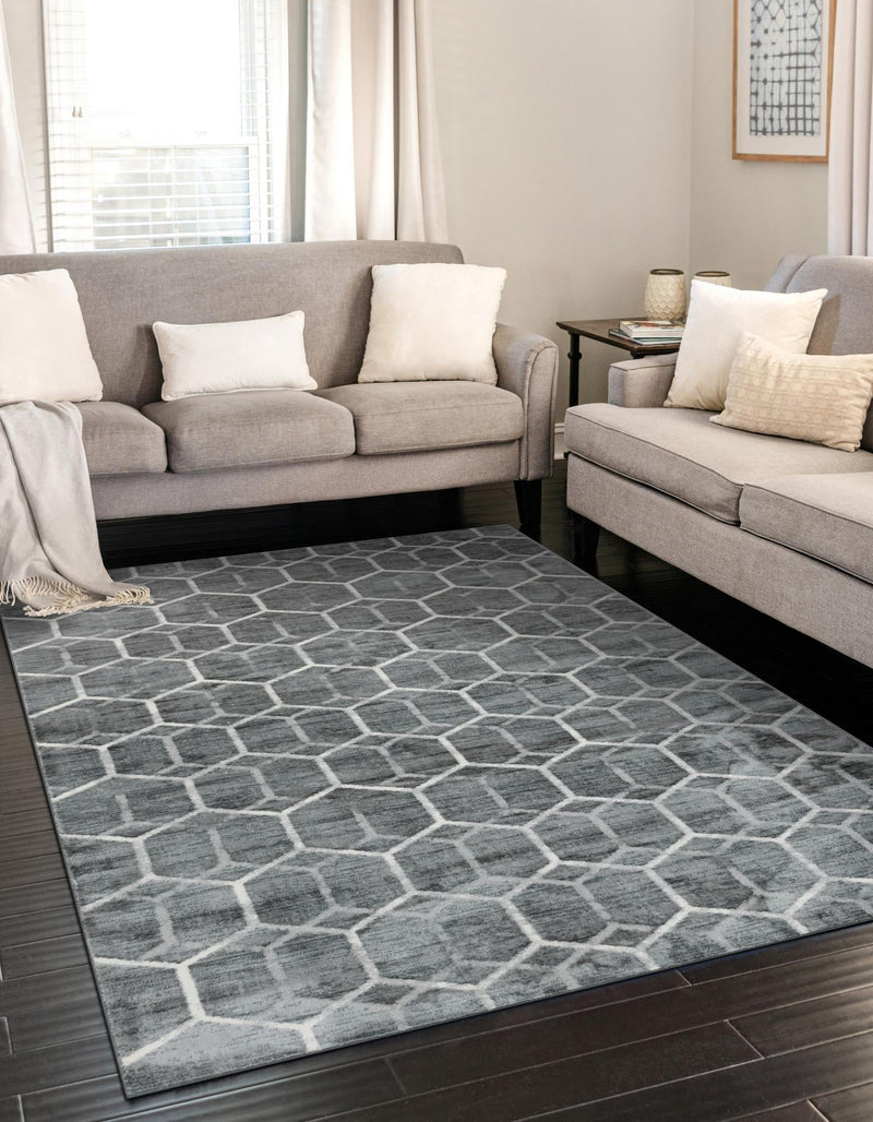 Garden Maze Retreat Collection Area Rug - Hedgegrove Rectangle Grey  lifestyle 5