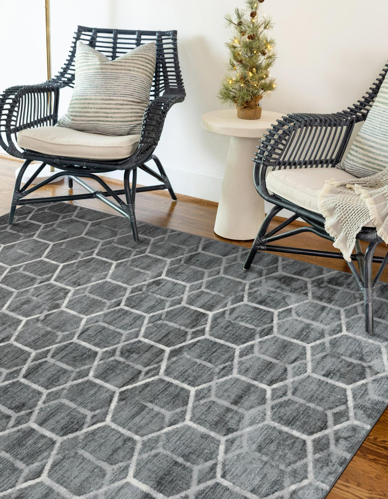 Garden Maze Retreat Collection Area Rug - Hedgegrove Rectangle Grey  lifestyle 23