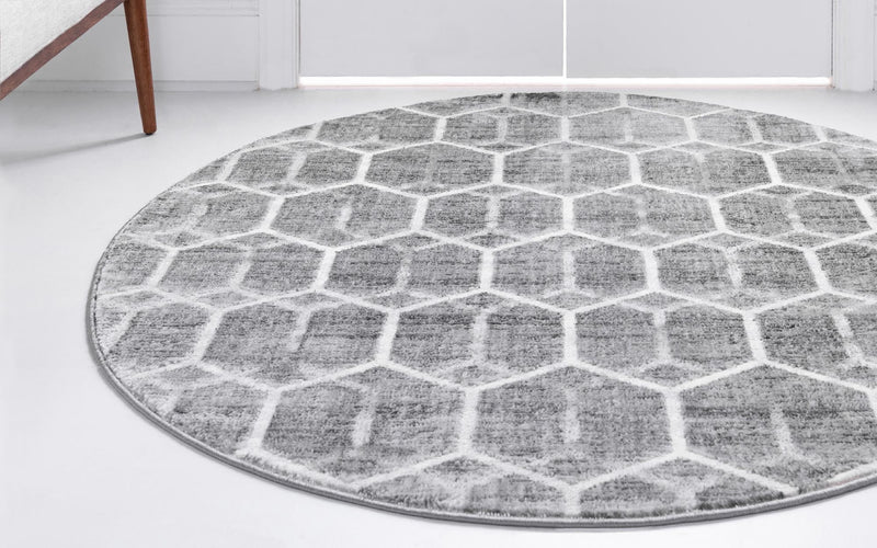 Garden Maze Retreat Collection Area Rug - Hedgegrove Round Grey  lifestyle 82