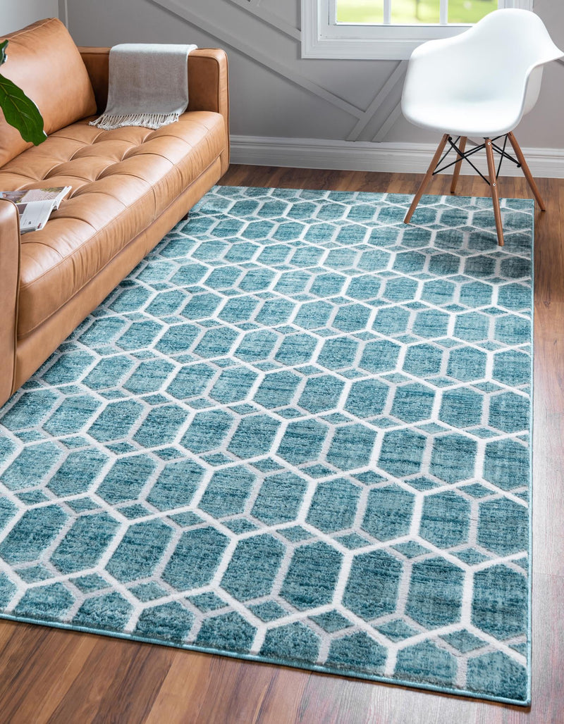 Garden Maze Retreat Collection Area Rug - Hedgegrove Rectangle Blue  lifestyle 6