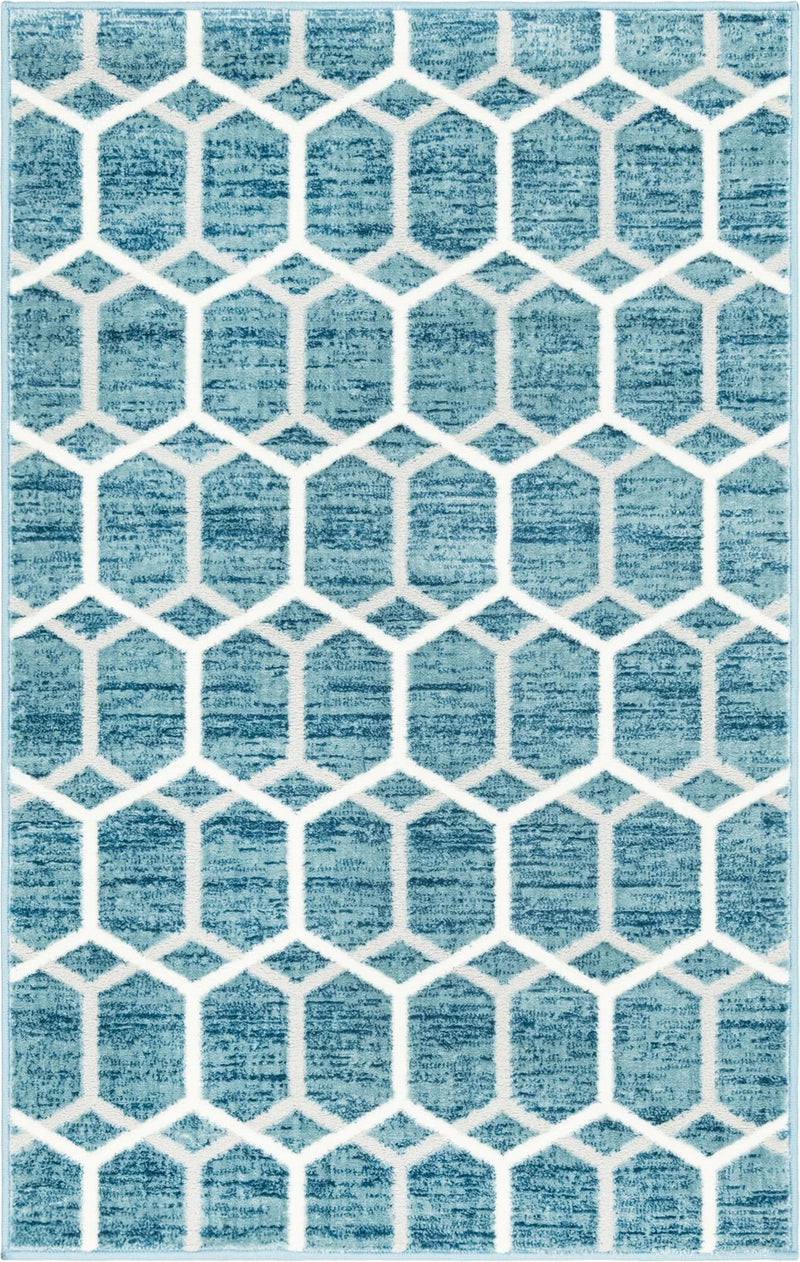 Garden Maze Retreat Collection Area Rug - Hedgegrove Rectangle Blue  lifestyle 3