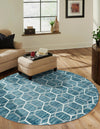 Garden Maze Retreat Collection Area Rug - Hedgegrove Round Blue  lifestyle 101