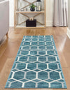 Garden Maze Retreat Collection Area Rug - Hedgegrove Runner Blue  lifestyle 109